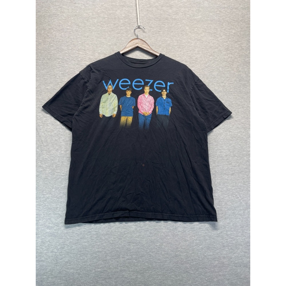 Weezer Blue Album Rock Band T Shirt Mens XL Black Graphic Print Cotton Crew Neck